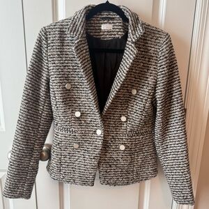 Ecru Black and White Textured Blazer